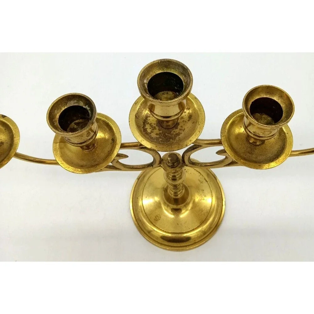 Vintage Brass 5 Arm Ornate Victorian Candelabra Japan 9X12.5